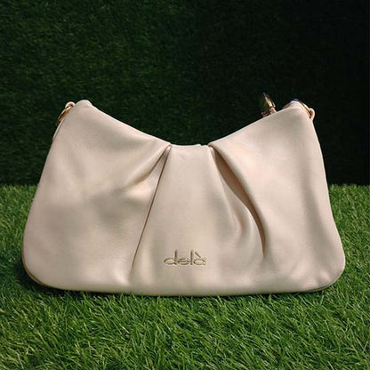 Dela ladies hand bag 3 colour scheme bright white bright pink Golden