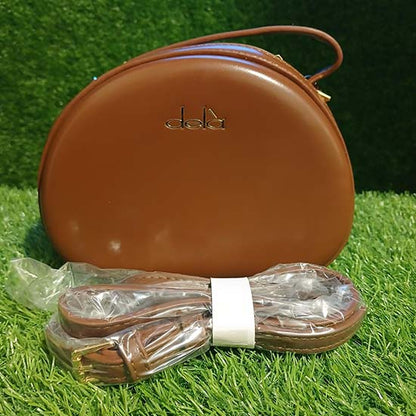 Dela ladies hand bag 3 colour scheme brown red and peach
