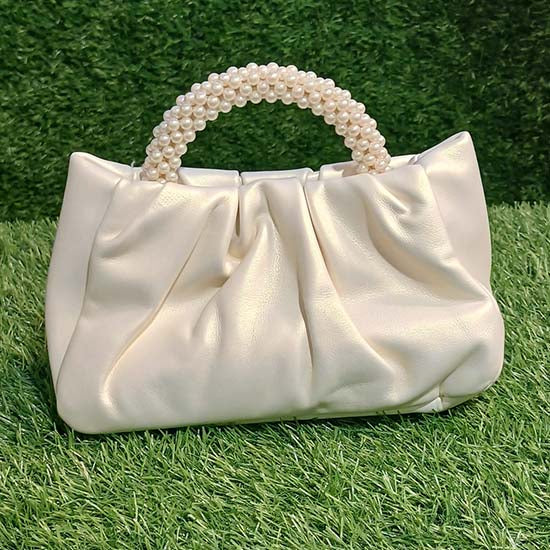 Dela ladies handbag 3 color scheme bright pink bright white and gold