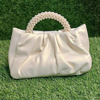 Dela ladies handbag 3 color scheme bright pink bright white and gold