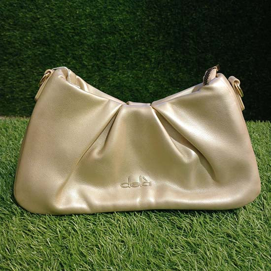 Dela ladies hand bag 3 colour scheme bright white bright pink Golden