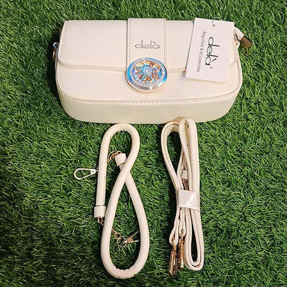 Dela ladies handbag with 2 straps Color white