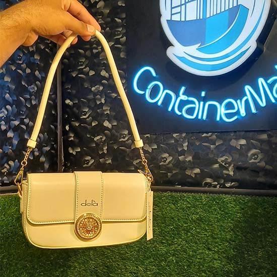 Dela ladies handbag with 2 straps Color white
