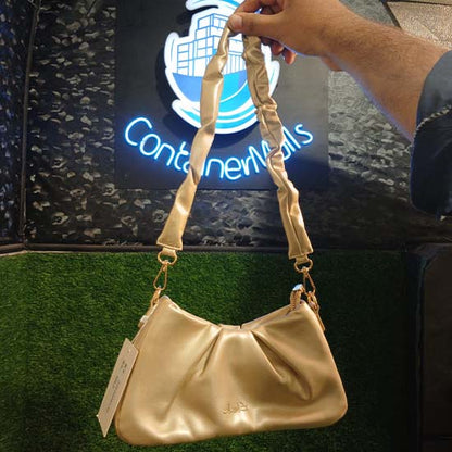 Dela ladies hand bag 3 colour scheme bright white bright pink Golden