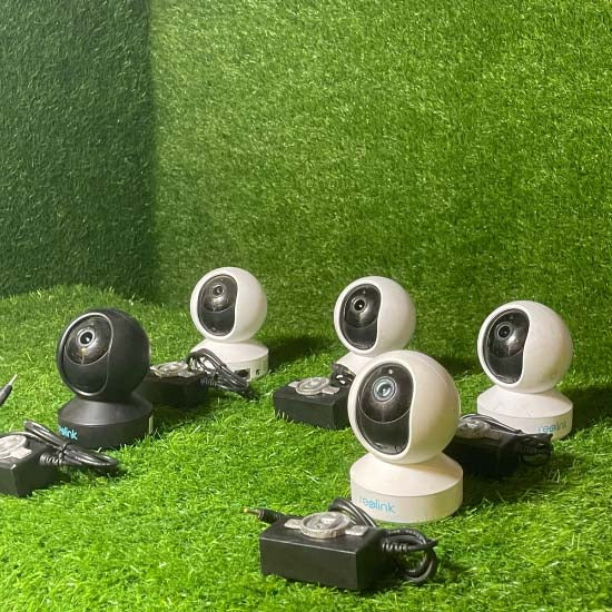 Reolink E1 v3 pack of 5 version with continuous recording 3mp 2way audio 360° moving ir night vision indoor camera with local stand and local adapter without box