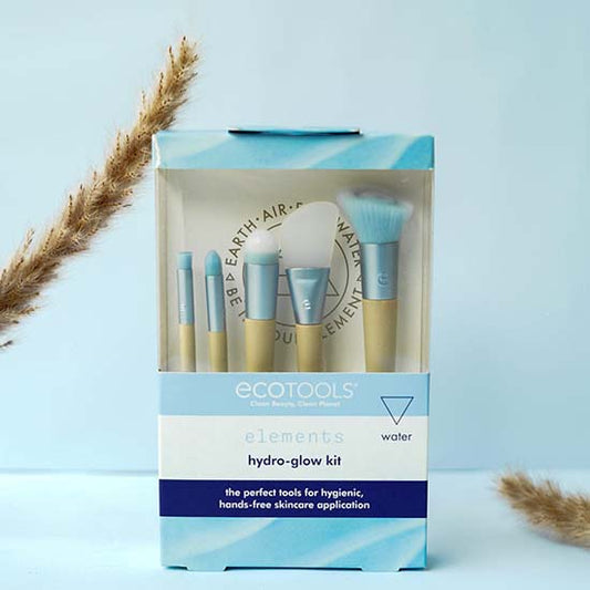 EcoTools #3218 Elements Hydro-Glow Kit - 5-Piece Brush Set for Hygienic, Hands-Free Skincare Application
