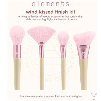 EcoTools #3217 Elements Wind-Kissed Finish Kit - 4-Piece Brush Set for Sculpted Glow & Natural Flush