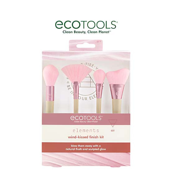 EcoTools #3217 Elements Wind-Kissed Finish Kit - 4-Piece Brush Set for Sculpted Glow & Natural Flush