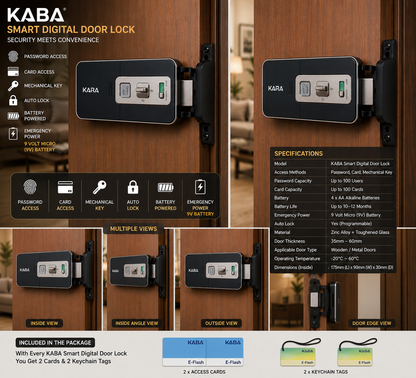 KABA Digital Rim Lock EF180 – Smart Keyless Door Lock with Touch Keypad