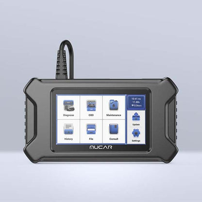 MUCAR CS90 is a 5-inch touchscreen OBD2 automotive scanner designed for DIY mechanics and technicians
