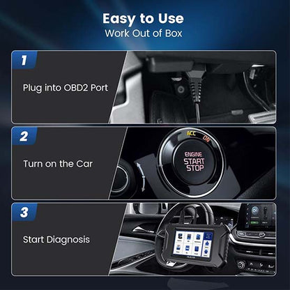 MUCAR CS90 is a 5-inch touchscreen OBD2 automotive scanner designed for DIY mechanics and technicians
