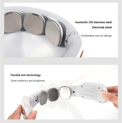 NCRD Intelligent Neck Massager with Heat Cordless, 4 Modes 15 Levels of Intensity Massage, Relieve Neck Muscle Pain, Smart Portable Electric Neck Massager for Pain Relief for Women Men Mom Dad Gifts