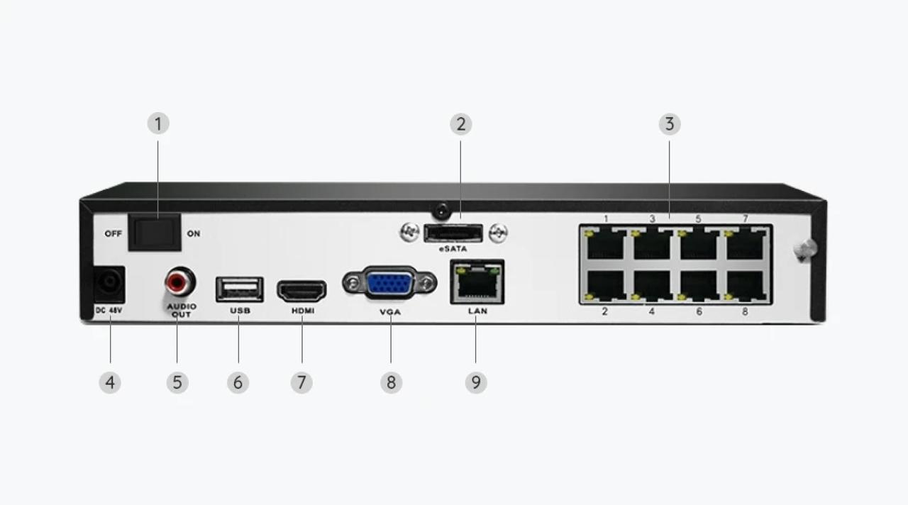 REOLINK NVS8 NVR 12MP 4K ULTRA HD 8-CH BUILT IN POE + 6 BULLET AND 2 DOME CAMS