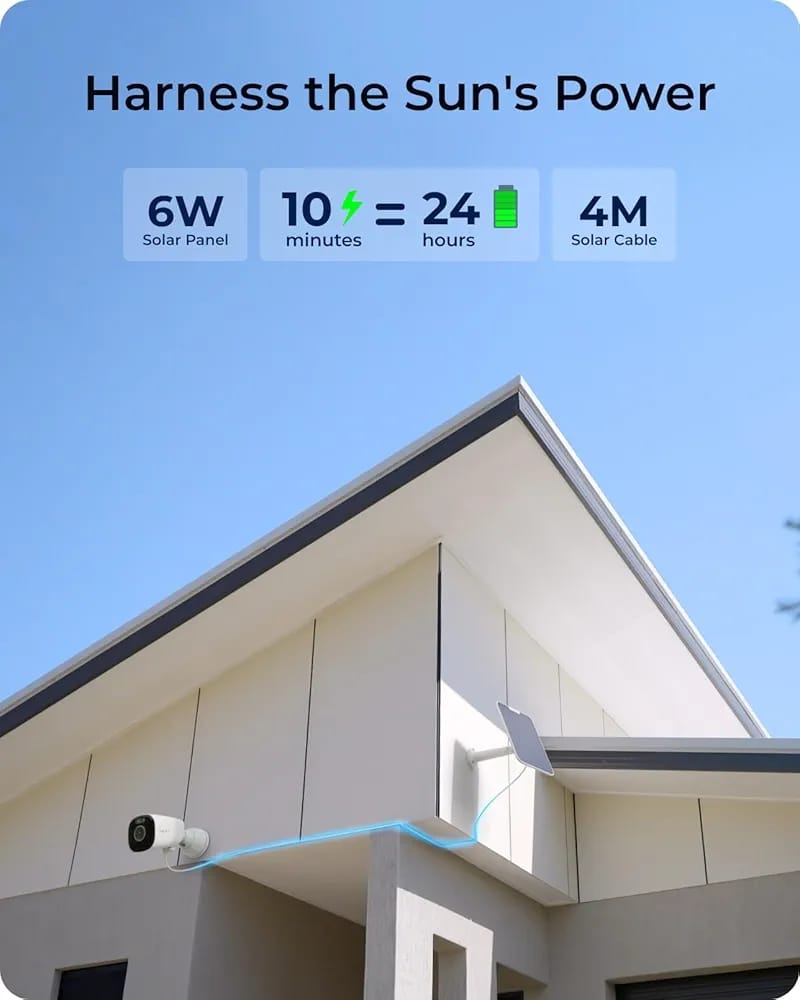 REOLINK Argus Eco Ultra,  Rechargeable 3days bettery backup 4K/8MP Solar Security Camera Wireless Outdoor, Color Night Vision Outside Home Surveillance, 2.4/5GHz WiFi, Solar/Battery Powered (Without box)