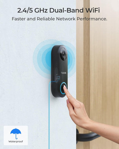 REOLINK Video Doorbell WiFi Camera -5mp  Outdoor, 2.4G WiFi, 4:3 Wide View Angle, Smart Detection, Local Storage, No Subscription Front Door Home Security, Customized Chime V2 (Without box scratches on body)