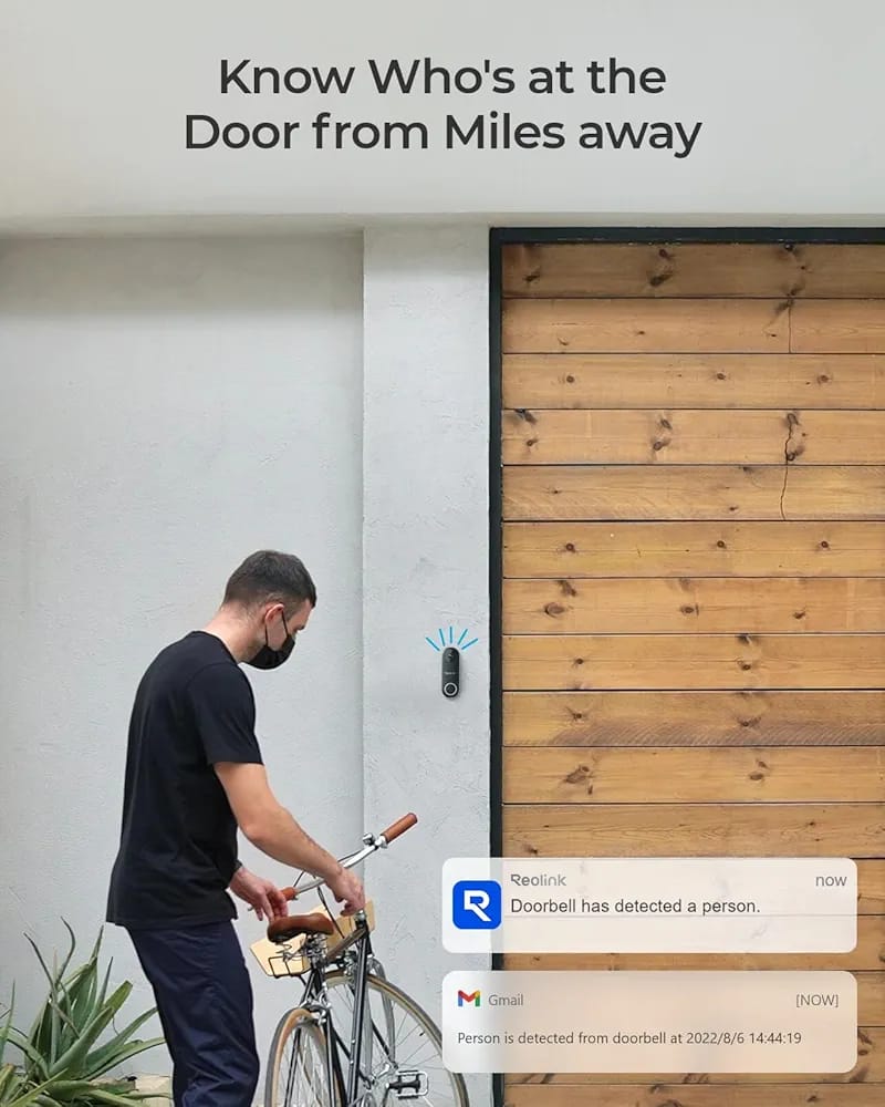 REOLINK Video Doorbell WiFi Camera -5mp  Outdoor, 2.4G WiFi, 4:3 Wide View Angle, Smart Detection, Local Storage, No Subscription Front Door Home Security, Customized Chime V2 (Without box scratches on body)