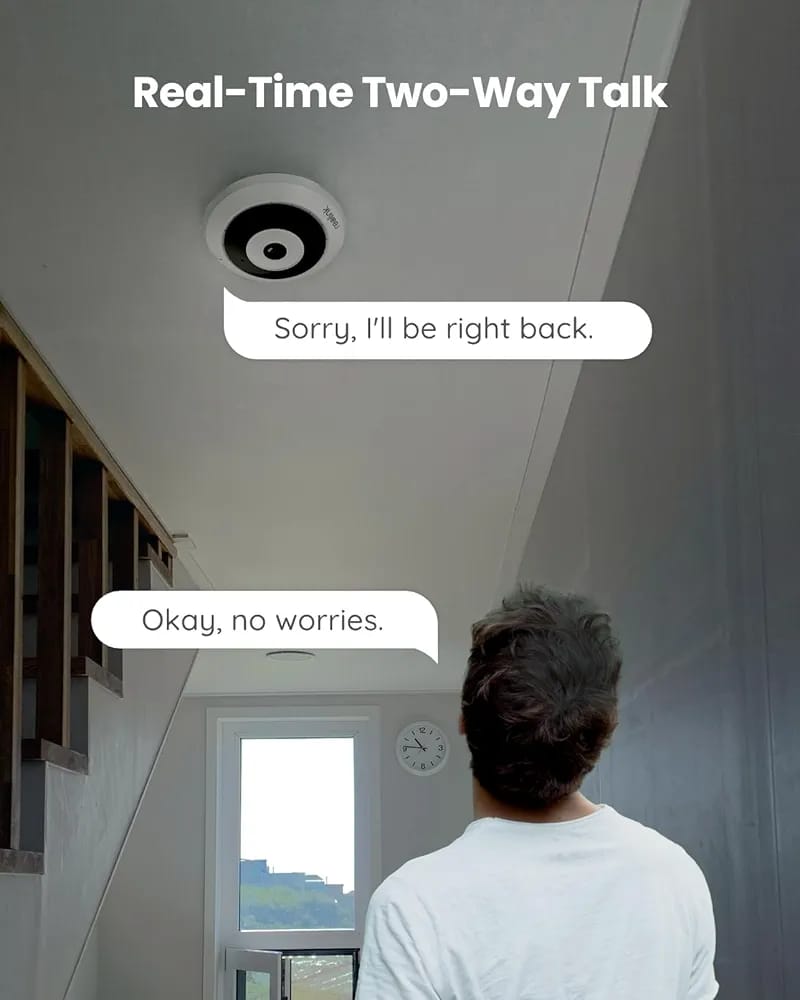 REOLINK WiFi Security Fisheye Camera, 2K+ 6MP 360° Panorama, 2.4/5GHz WiFi Indoor Wireless Security Camera, Person Motion Detection, Ceiling/Wall/Desk Mount, Supports up to 512GB microSD, FE-W (White) (Without box)