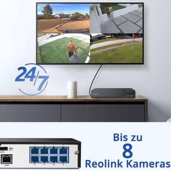 Reolink 2k NVR cameras set 1Nvr Nvs8 8ch 12mp upto 16mp support brand new built in poe 6cams 2k b400 voice recording iR night vision (used)