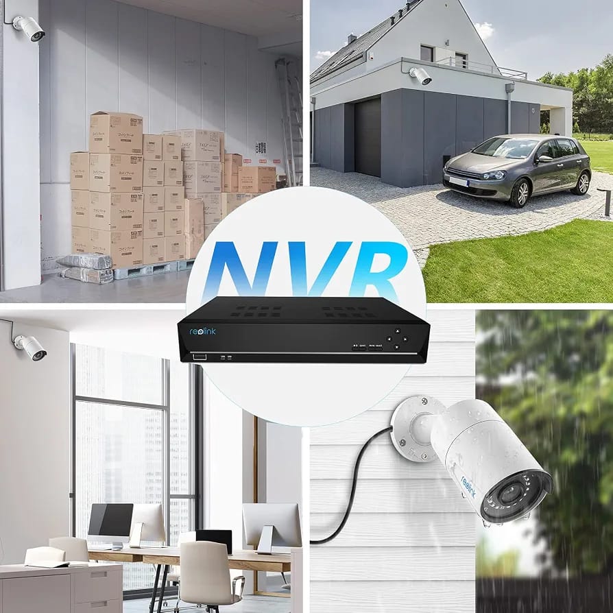 Reolink 2k NVR cameras set 1Nvr Nvs8 8ch 12mp upto 16mp support brand new built in poe 6cams 2k b400 voice recording iR night vision (used)