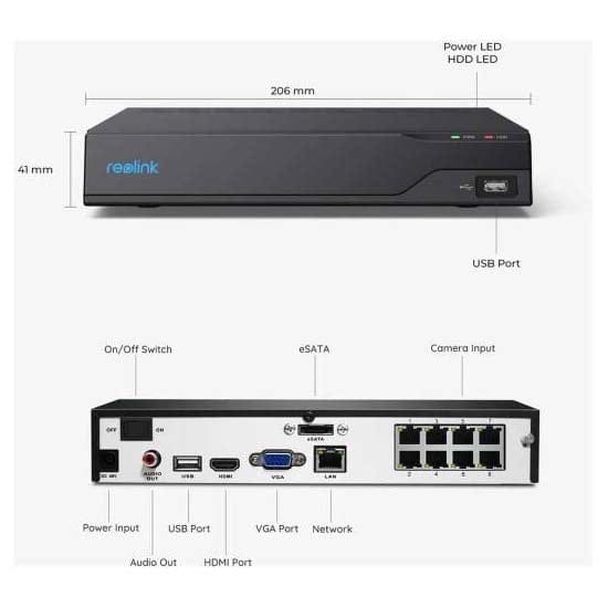 Reolink 4k Nvr camera set 1 Nvr Nvs8 8ch 12mp upto 16mp support brand new built in poe 6 cams 4k 8mp reolink 810a onvif voice recording ir night vision memory card support