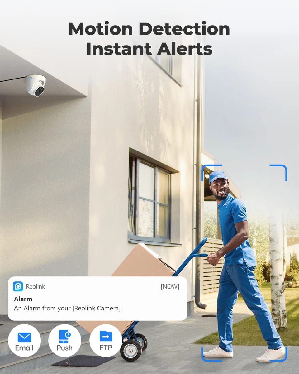 Reolink d500 work with only reolink nvr5MP PoE (Power over Ethernet) dome security camera featuring a 2560x1920 resolution, a 4mm fixed lens with an 80° horizontal field of view, and excellent 100ft infrared night vision. (Without box)