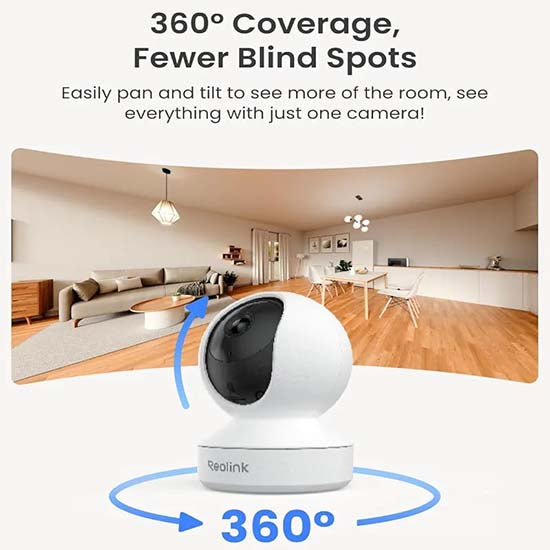 Reolink E1 v3 pack of 5 version with continuous recording 3mp 2way audio 360° moving ir night vision indoor camera with local stand and local adapter without box