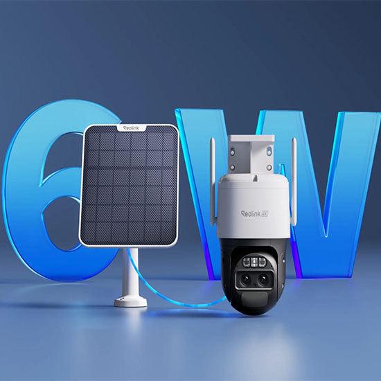TrackMix WiFi RECHARGEABLE BY REOLINK camera with type c solar panel  camera features 2K (4MP) resolution, a dual-lens system with 6X hybrid zoom, auto-tracking for motion detection, and two-way audio. (Without box)