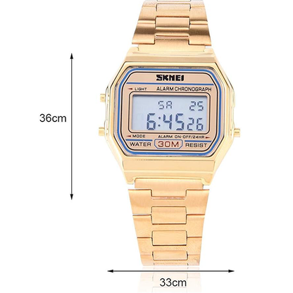 VGEBY1 Classic Alloy Digital Watch Designed with Backlight, Gold