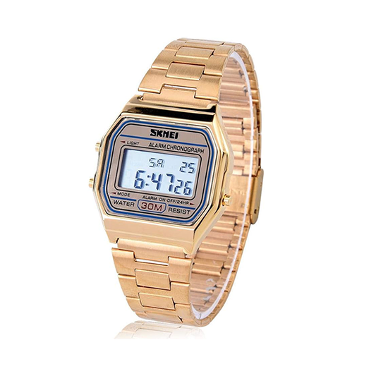 VGEBY1 Classic Alloy Digital Watch Designed with Backlight, Gold