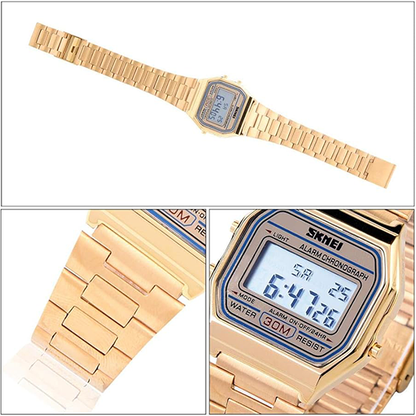 VGEBY1 Classic Alloy Digital Watch Designed with Backlight, Gold