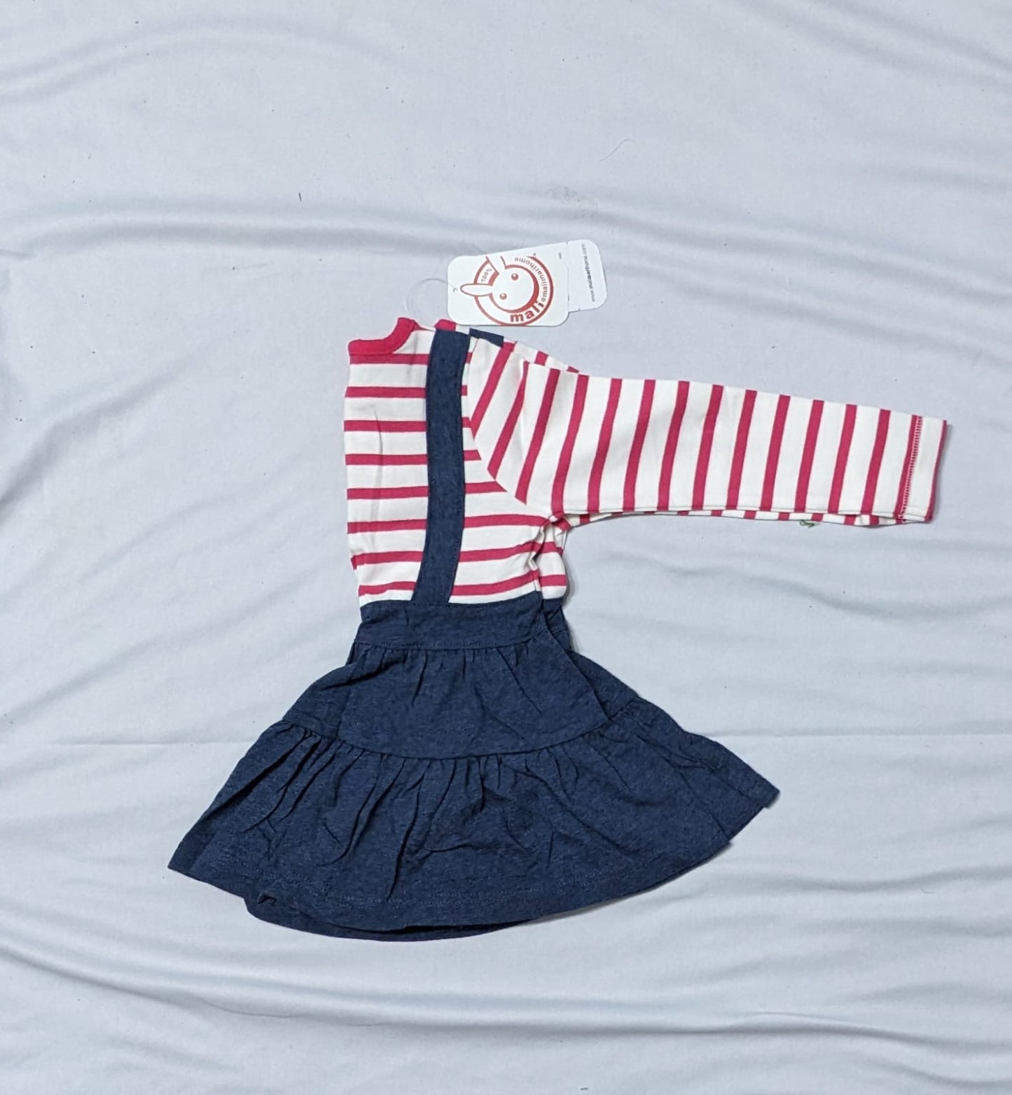 FULL SLEEVES BABY FROCK PINK/WHITE LINING SLEEVES CM0196