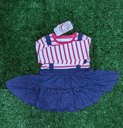 FULL SLEEVES BABY FROCK PINK/WHITE LINING SLEEVES CM0196