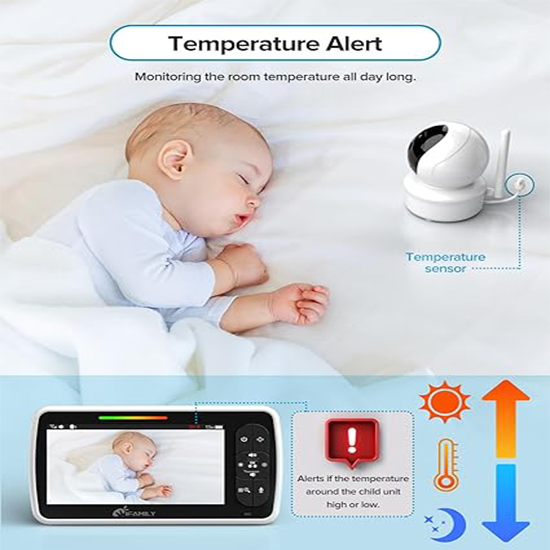 ANMEATE Baby Monitor SM-650 Large 5" Screen with 30Hrs Battery Life