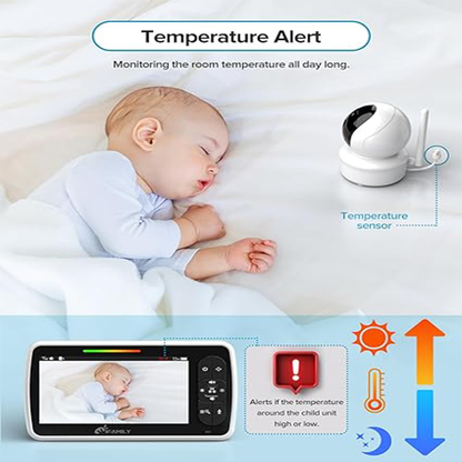 ANMEATE Baby Monitor SM-650 Large 5" Screen with 30Hrs Battery Life