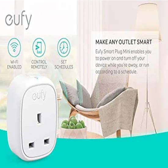 Eufy WiFi Smart Plug with Energy Monitoring, Model T1203 Rated power 13A Compatible with Alexa and Google Home, No Hub Required, Control Your Devices from Anywhere Work with Google home and Amazon Alexa
