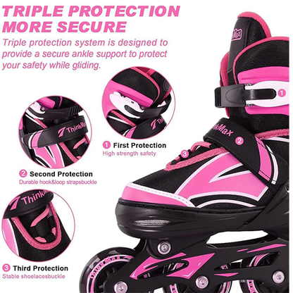 Adjustable Inline Skates for Kids with Full Light Up Wheels, Outdoor Roller Blades for Girls and Boys, Youth, Junior, Teens