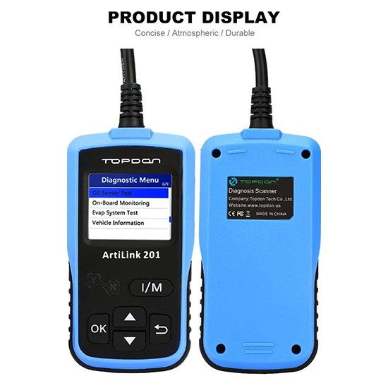 OBD2/EOBD Scanner, Topdon ArtiLink 201 Auto Code Scanner Check Engine Code Reader with O2 Sensor Test