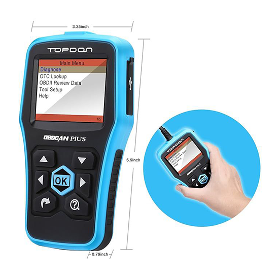 Topdon OBD2 Scanner Car Engine Fault Code Reader Diagnostic Scan Tool Read and Clear Error Codes for OBDII Standard Vehicle (Plus)