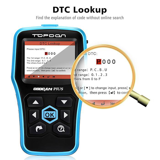 Topdon OBD2 Scanner Car Engine Fault Code Reader Diagnostic Scan Tool Read and Clear Error Codes for OBDII Standard Vehicle (Plus)