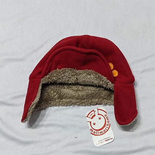 DOUBLE COTTON INNER FUR RED/BROWN BABY EAR CAP CM0147