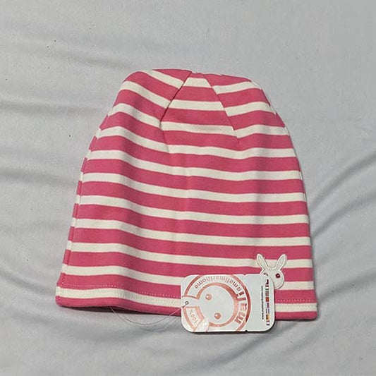 PINK/WHITE STRAPS FULL EAR BABY CAP CM0143