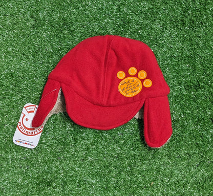 DOUBLE COTTON INNER FUR RED/BROWN BABY EAR CAP CM0147