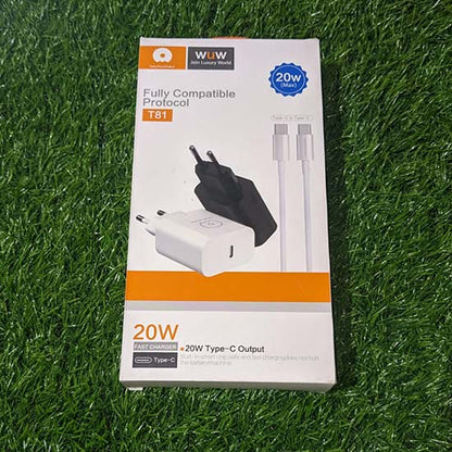 WUW T81 20w Fast charger set 20w type c output with 1m USB C to C cable