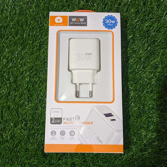 WUW c164 30w 2 output ports USB+type-c fast smart charger 30w type c 18w USB output