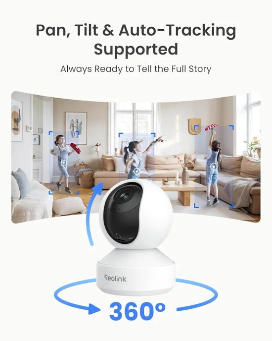 E1 ZOOM AUTO TRACKING REOLINK  5mp 360• wifi camera 2 way audio 3x optical zoom motion detection ir night vision  Control with mobile app WITHOUT BOX