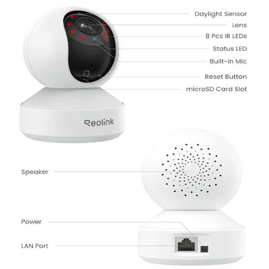 E1 ZOOM AUTO TRACKING REOLINK  5mp 360• wifi camera 2 way audio 3x optical zoom motion detection ir night vision  Control with mobile app WITHOUT BOX