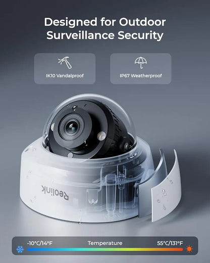 RLC-840A BY REOLINK is a 4K, 8MP PoE camera with a 105° wide-angle lens, offering both infrared and color night vision. 2 way audio motion detection  Without box
