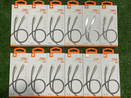 WUW 27W Pd Fast Charging Cable X202 type C to Lightning 1M Metal Heads Pack of 12