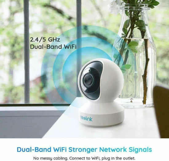 E1 ZOOM AUTO TRACKING REOLINK  5mp 360• wifi camera 2 way audio 3x optical zoom motion detection ir night vision  Control with mobile app WITHOUT BOX