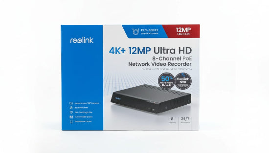 REOLINK NVS8 NVR 12MP 4K ULTRA HD 8-CH BUILT IN POE + 6 BULLET AND 2 DOME CAMS